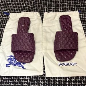 Burberry Quilted Plum Slides size 10